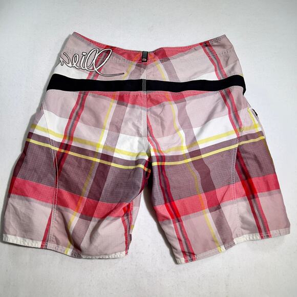 O'Neill Plaid Boardshorts Men's 37W Zip Side Pocket Hook & Loop &Tie String - Picture 3 of 11
